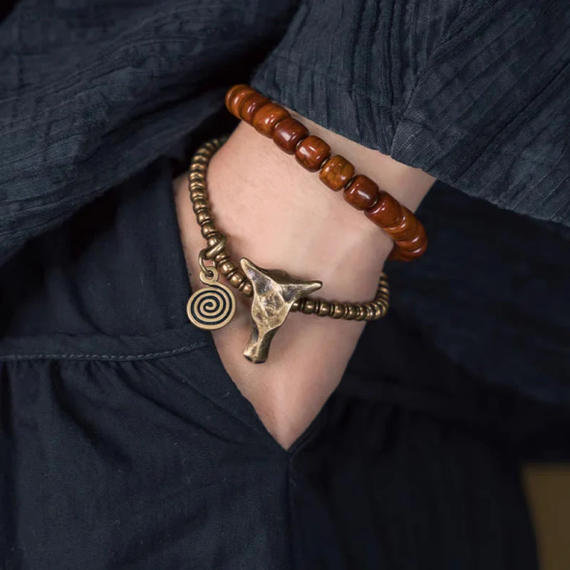 14cm Yak Bone Copper Double Wrap Strength Spiritual Bracelet - Image 7