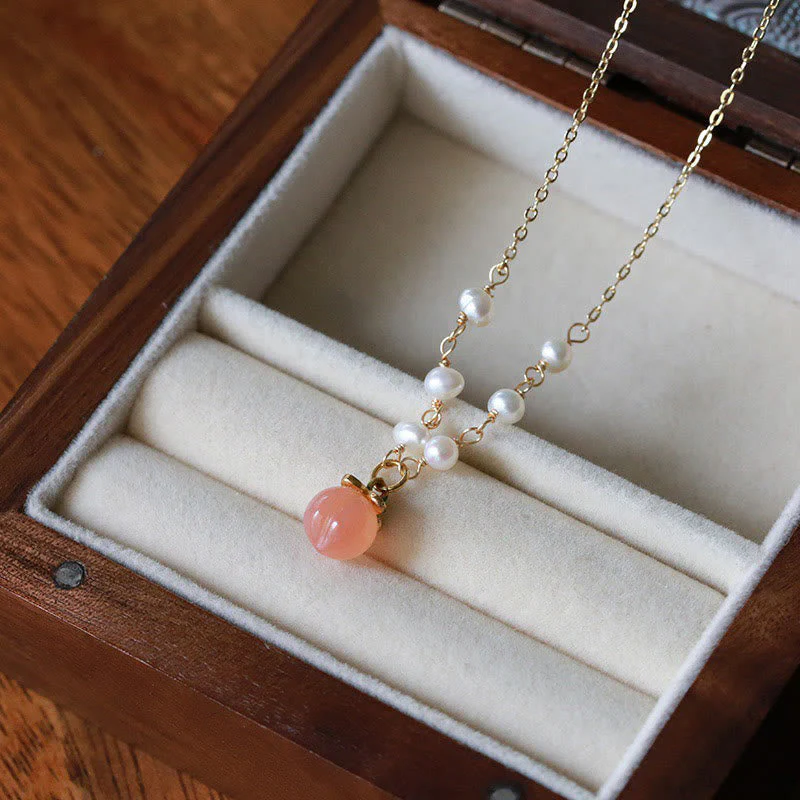 Yanyuan Agate Pearl Jewelry Set Gold-plated Copper 3Pcs Positive Energy - Image 4