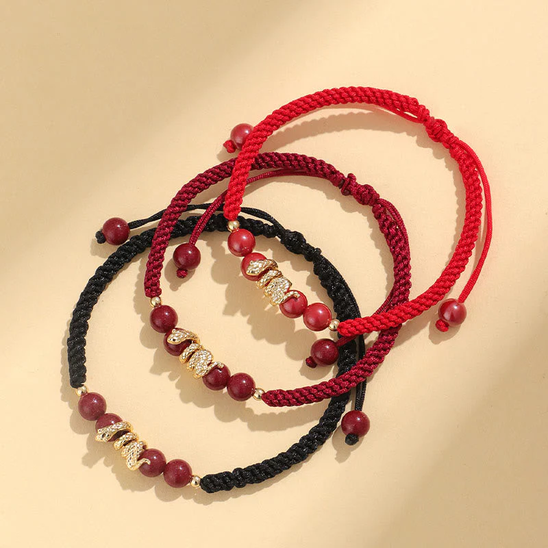 Year of Snake Cinnabar Protection Bracelet with Red String - Image 5