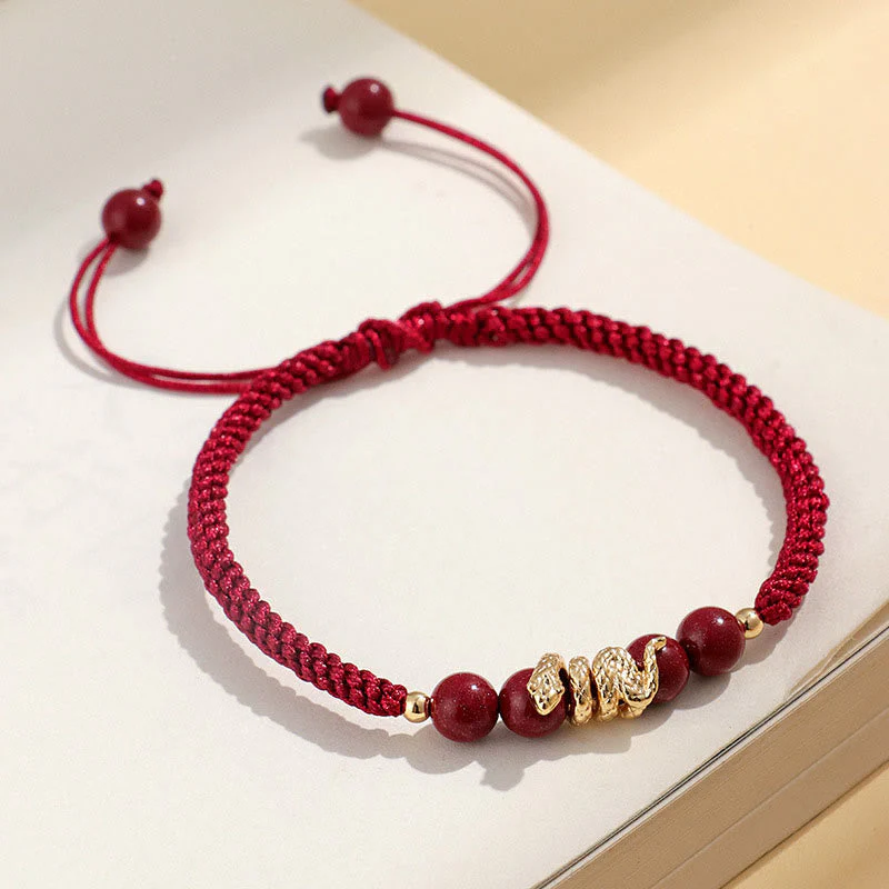 Year of Snake Cinnabar Protection Bracelet with Red String - Image 7