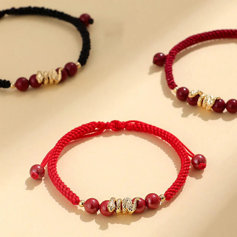 Year of Snake Cinnabar Protection Bracelet with Red String - Image 9
