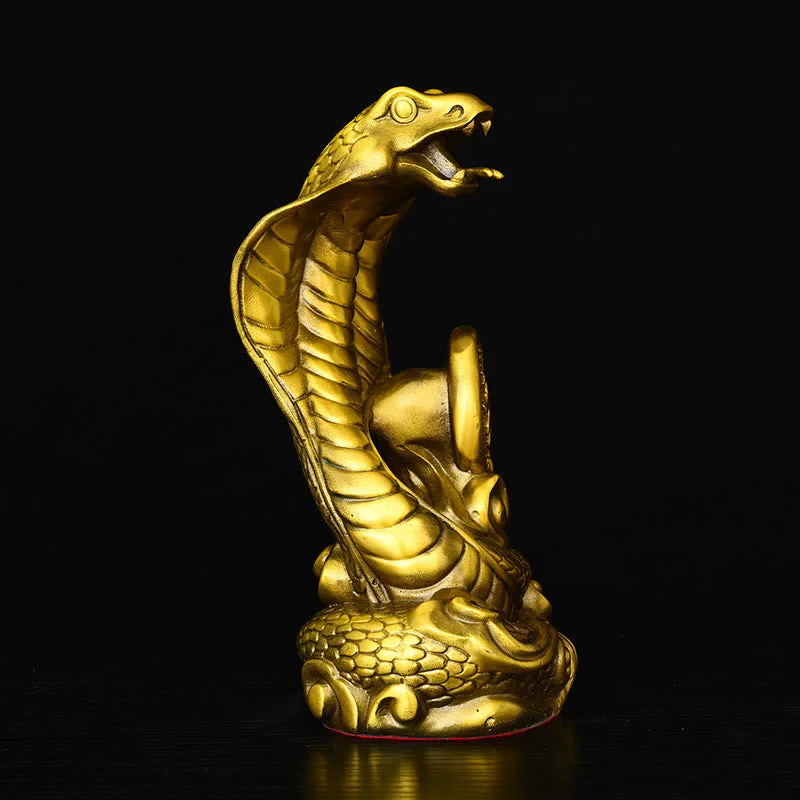 Brass Year of the Snake Fu Character Statue 14x9x19cm - Image 2