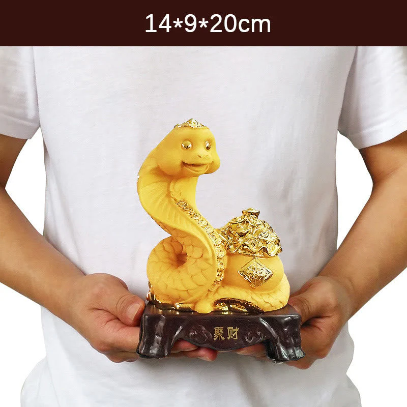 Large Resin Year of the Snake Treasure Bowl Statue 25cm - Image 3