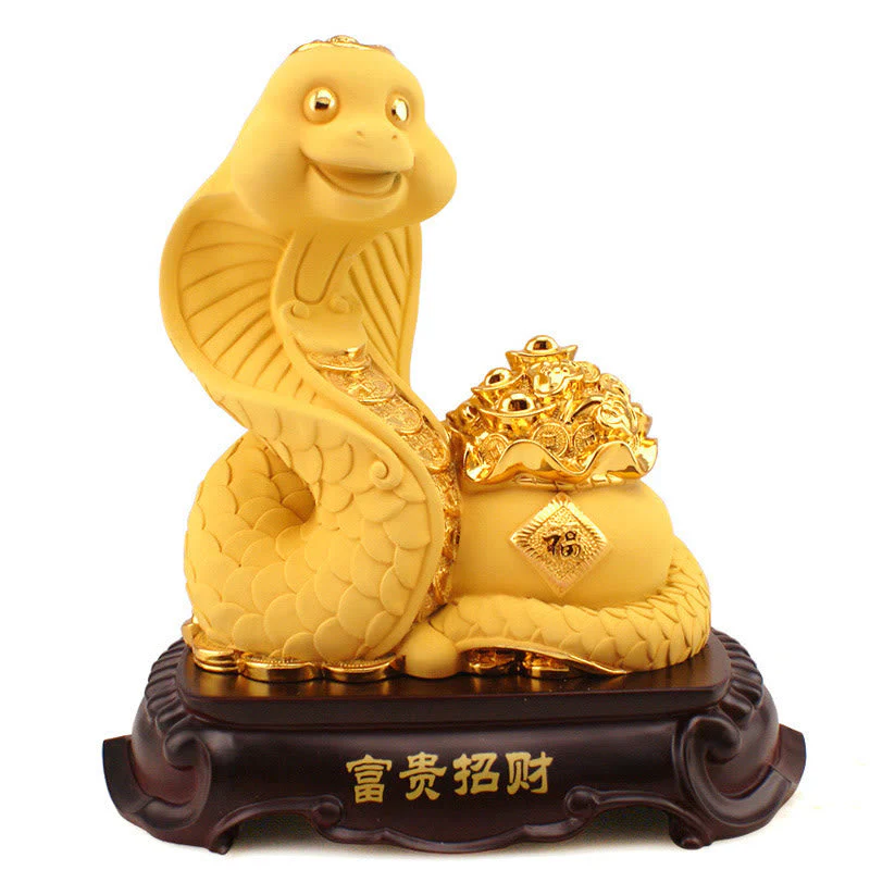 Large Resin Year of the Snake Treasure Bowl Statue 25cm - Image 9