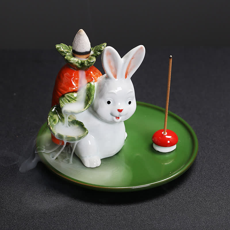 Year of the Rabbit Ceramic Incense Burner with Bunny Design - Image 3