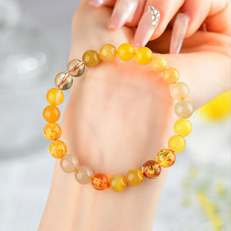 8mm Five Elements Yellow Agate Bracelet for Balance & Prosperity - Image 6