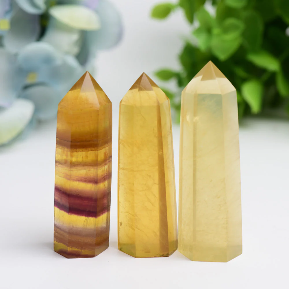 2.5-4.5 inch Yellow Fluorite Crystal Points for Healing