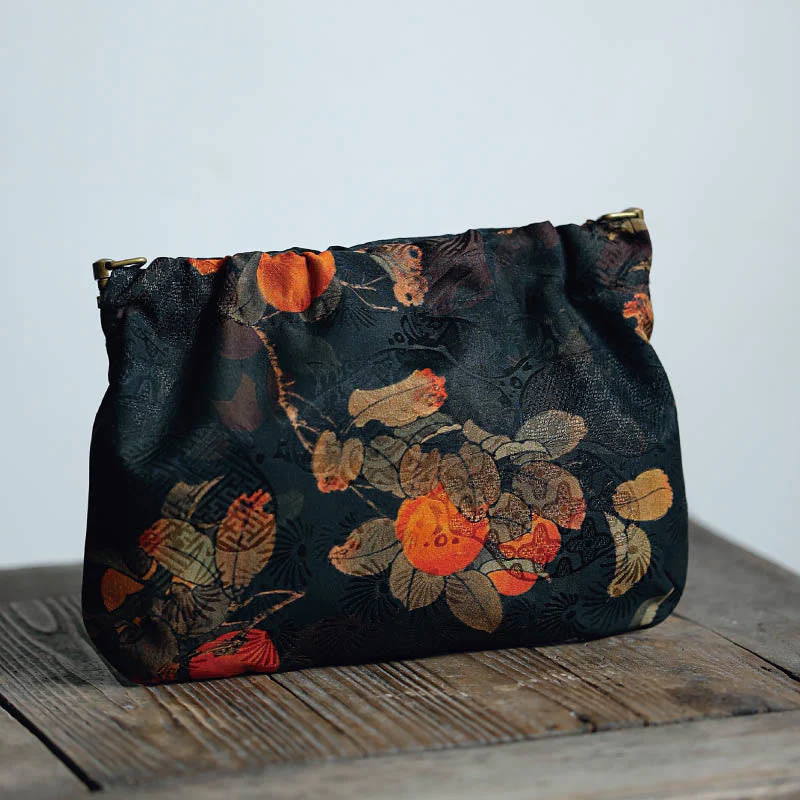 Yellow Green Flower Cotton Crossbody Bag 16x22cm - Image 6
