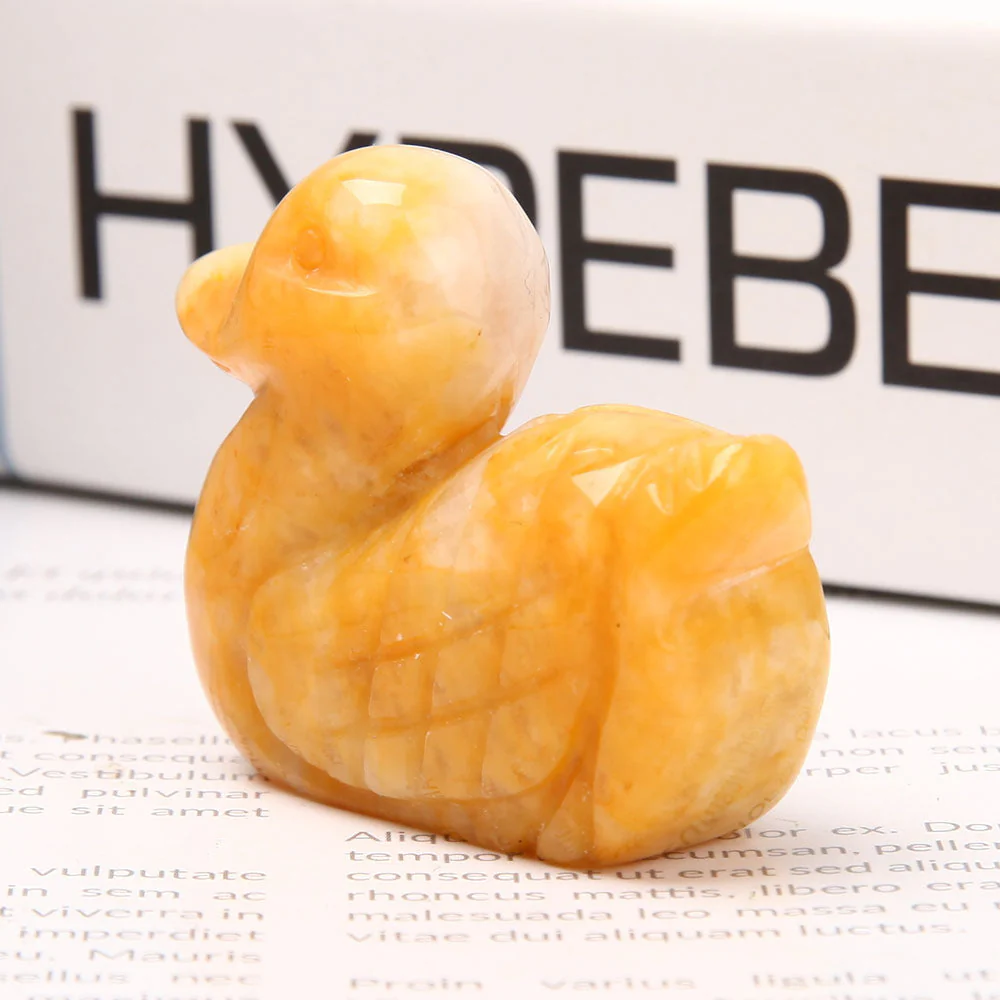 Yellow Jade Crystal Duck Figurine 1.9 inch Healing Carving - Image 3