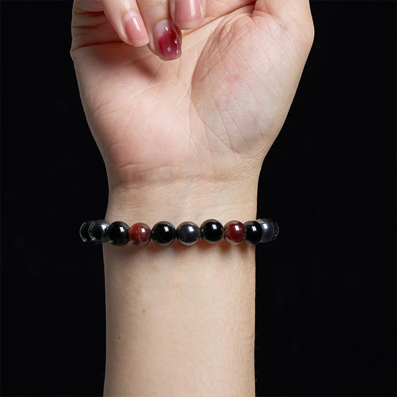 8mm Yellow Tiger Eye Obsidian Hematite Bracelet for Men - Image 11