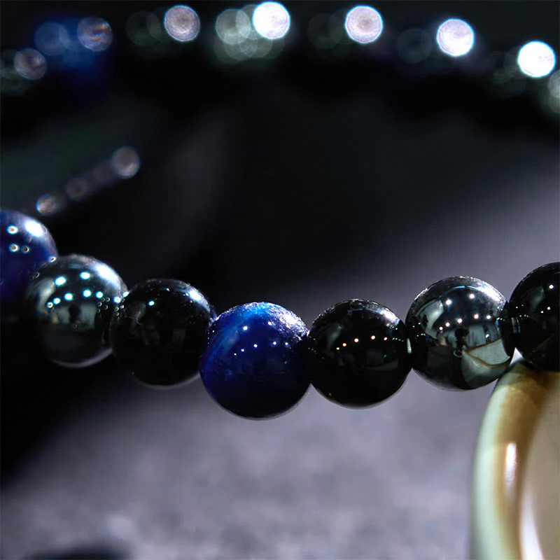 8mm Yellow Tiger Eye Obsidian Hematite Bracelet for Men - Image 18