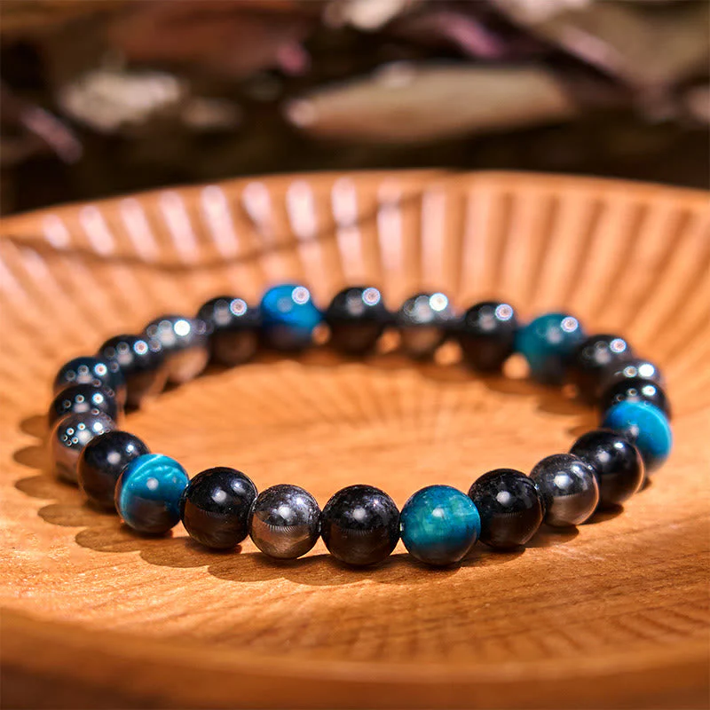 8mm Yellow Tiger Eye Obsidian Hematite Bracelet for Men - Image 22