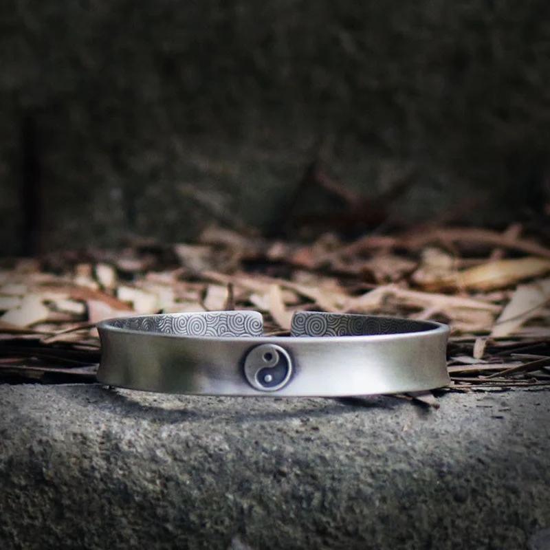 999 Sterling Silver Yin Yang Auspicious Clouds Bracelet - Image 3