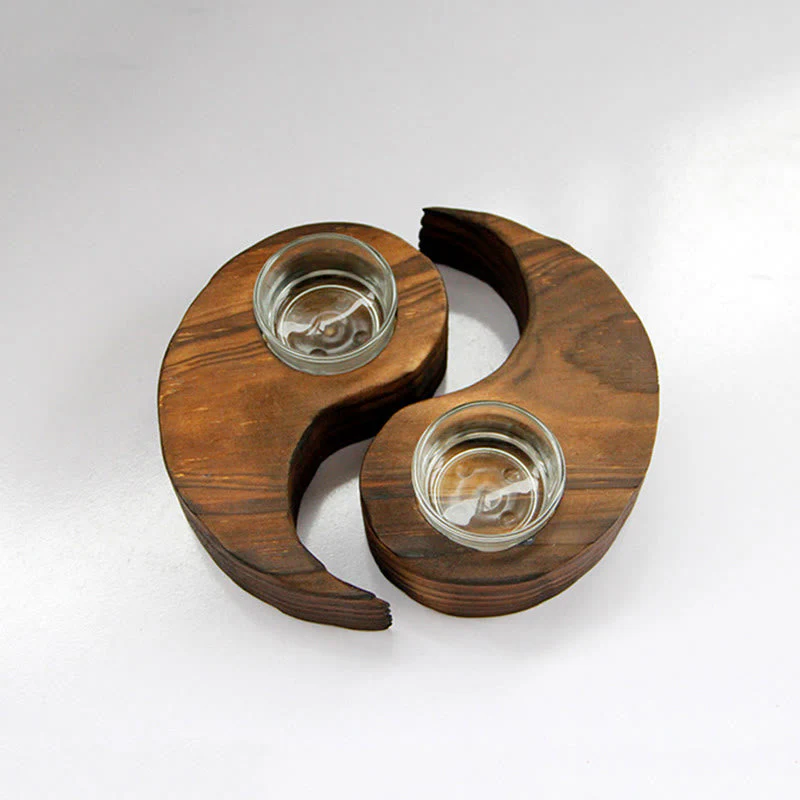 Yin Yang Wood Candle Holder for Spiritual Rituals - Image 2