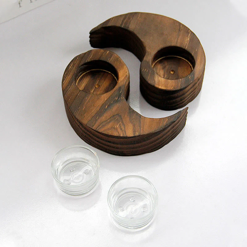Yin Yang Wood Candle Holder for Spiritual Rituals - Image 8