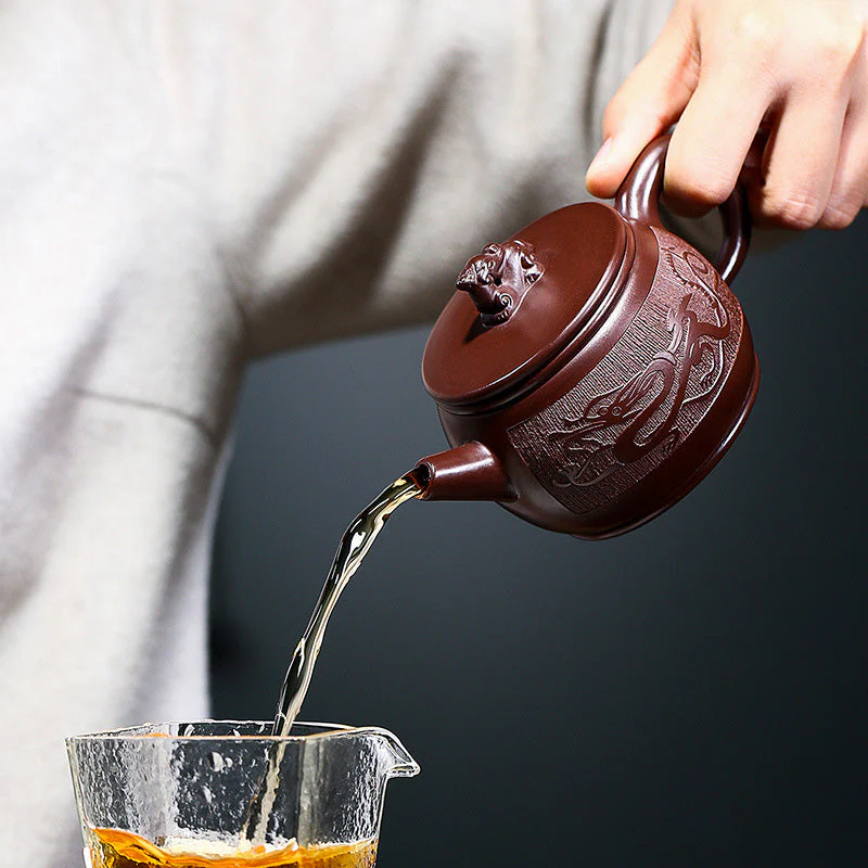 Yixing Handmade Brown Dragon Purple Clay Kung Fu Teapot 240ml - Image 2