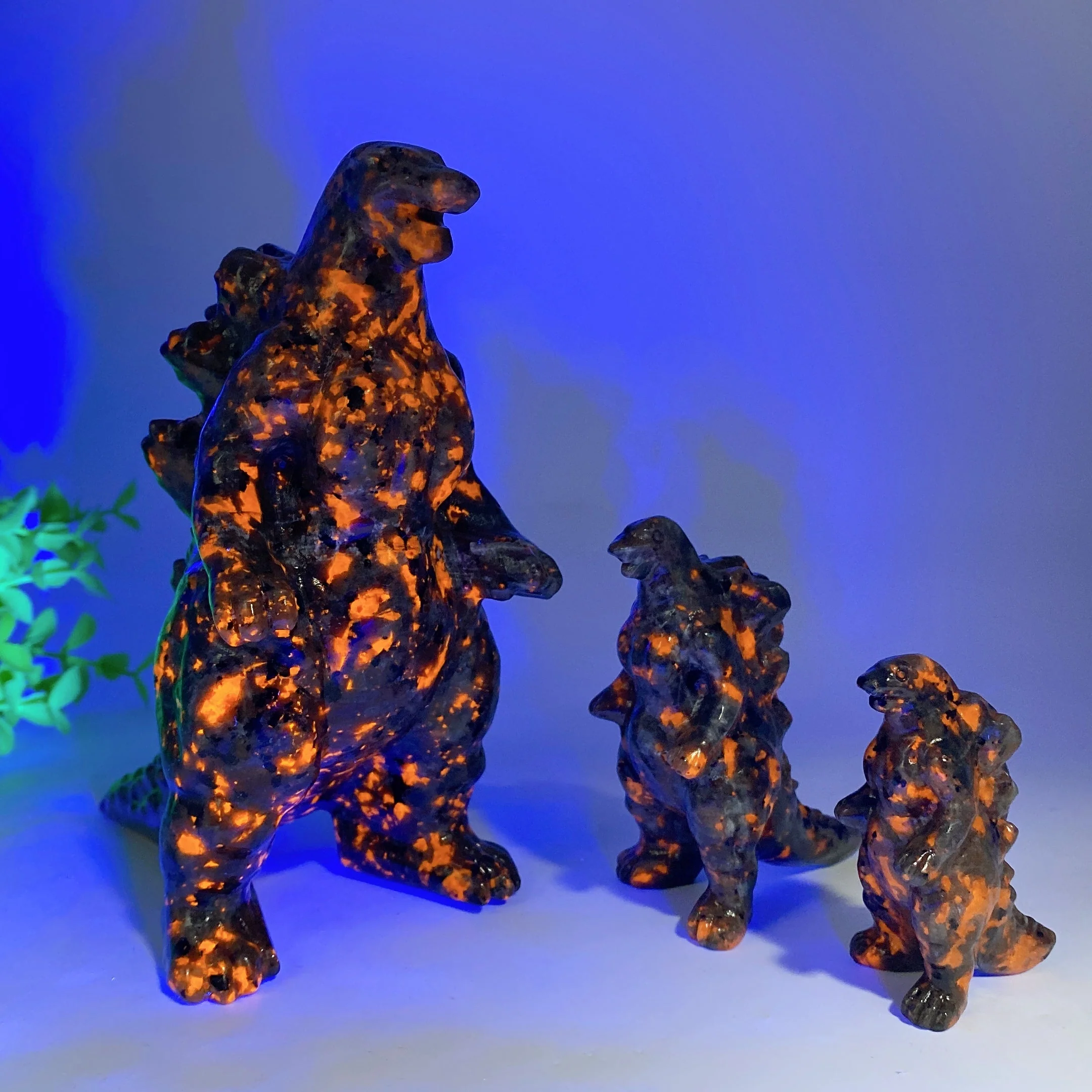 UV Reactive Yooperlite Godzilla Crystal Dragon Figurines 2.4-5.8 inch - Image 3