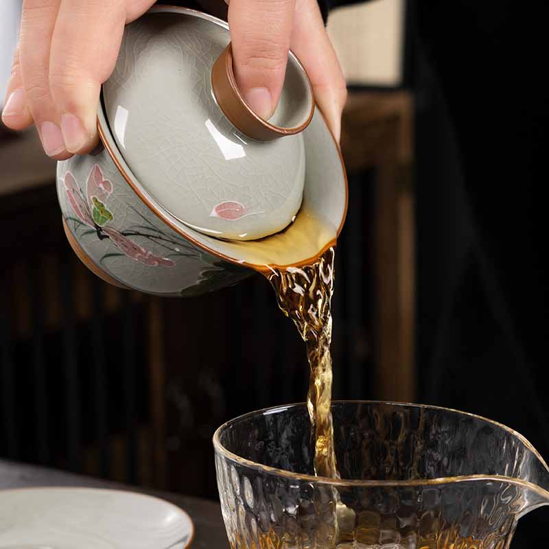 Zen Ceramic Lotus Koi Fish Gaiwan Teacup 140ml - Image 16