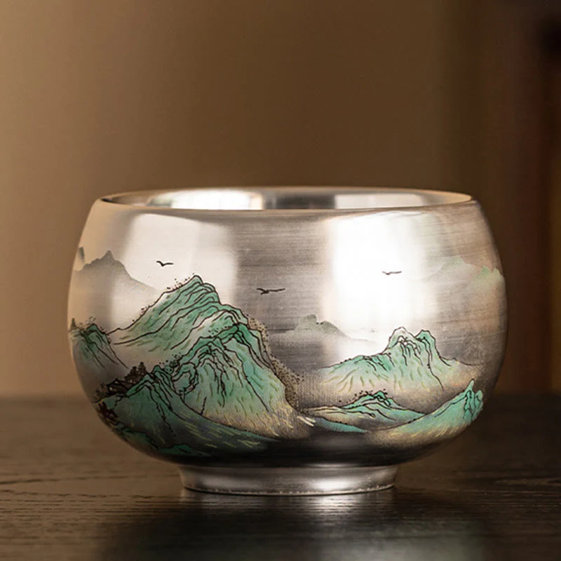 Zen Ceramic Tea Cup with Dragon and Nature Motifs - Image 31