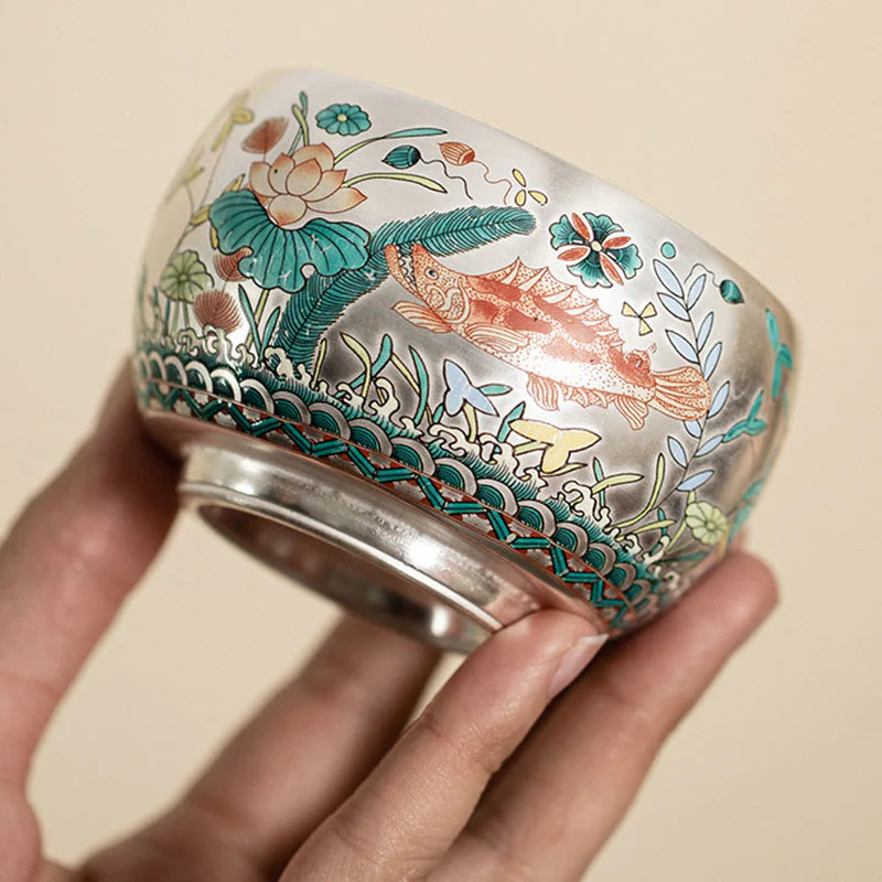 Zen Ceramic Tea Cup with Dragon and Nature Motifs - Image 5