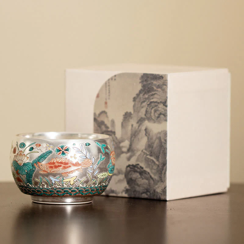 Zen Ceramic Tea Cup with Dragon and Nature Motifs - Image 8