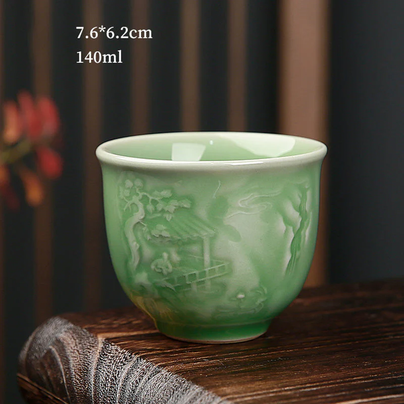 Ceramic Teacup with Zen Landscape Art | 130-195ml Capacity - Image 12