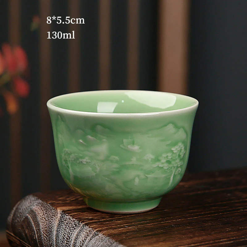 Ceramic Teacup with Zen Landscape Art | 130-195ml Capacity - Image 13
