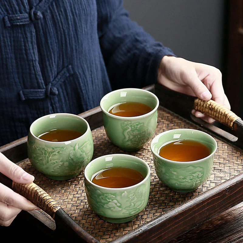 Ceramic Teacup with Zen Landscape Art | 130-195ml Capacity - Image 2